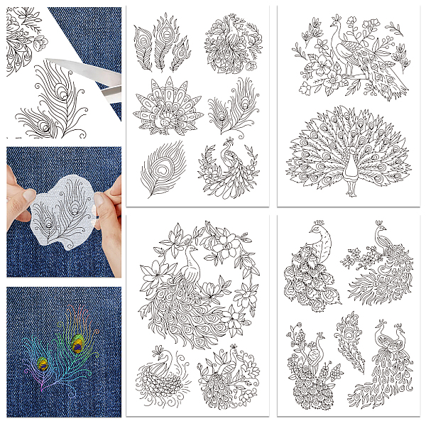 PandaHall 4 Sheets 11.6x8.2 Inch Stick and Stitch Embroidery Patterns, Non-woven Fabrics Water Soluble Embroidery Stabilizers, Peacock...
PandaHall 4 Sheets 11.6x8.2 Inch Stick and Stitch Embroidery Patterns, Non-woven Fabrics Water Soluble Embroidery Stabilizers, Peacock...
