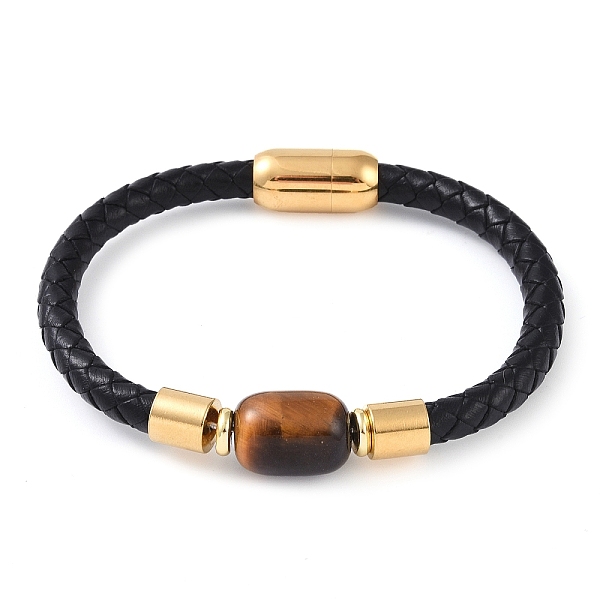 PandaHall Column Natural Tiger Eye Bead Leather Cord Bracelets, with Ion Plating(IP) 304 Stainless Steel Magnetic Clasps, for Men Women..., Black
PandaHall Column Natural Tiger Eye Bead Leather Cord Bracelets, with Ion Plating(IP) 304 Stainless Steel Magnetic Clasps, for Men Women..., Black