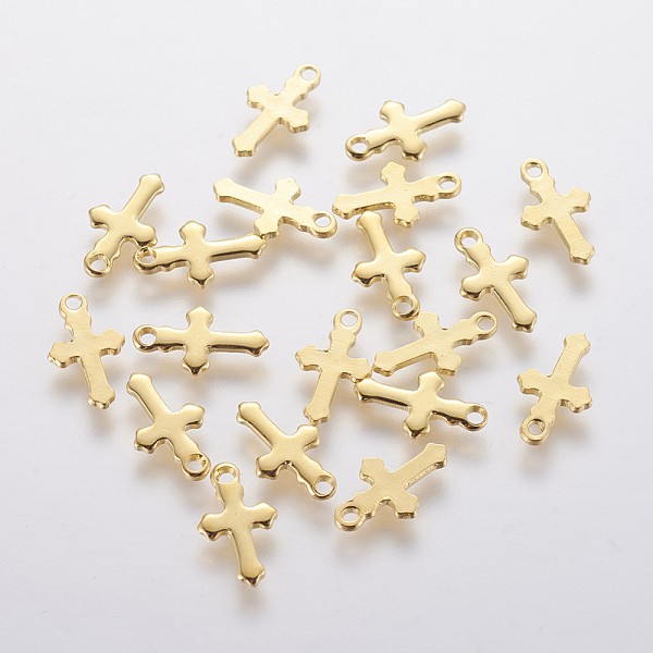 PandaHall 304 Stainless Steel Tiny Cross Charms, Real 18k Gold Plated, 12x7x0.8mm, Hole: 1.2mm 304 Stainless Steel Cross
PandaHall 304 Stainless Steel Tiny Cross Charms, Real 18k Gold Plated, 12x7x0.8mm, Hole: 1.2mm 304 Stainless Steel Cross