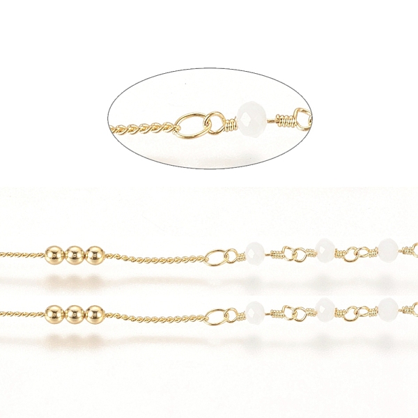 PandaHall Brass Handmade Beaded Chain, Curb Chains, with Faceted Glass Bead, Long-Lasting Plated, Real 18K Gold Plated, Unwelded, with Spool..., White
PandaHall Brass Handmade Beaded Chain, Curb Chains, with Faceted Glass Bead, Long-Lasting Plated, Real 18K Gold Plated, Unwelded, with Spool..., White