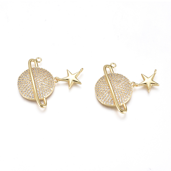 PandaHall Brass Micro Pave Cubic Zirconia Pendants, Long-Lasting Plated, Planet, Universe Space Charms, Golden, Clear, Planet: 27x20x4mm...
PandaHall Brass Micro Pave Cubic Zirconia Pendants, Long-Lasting Plated, Planet, Universe Space Charms, Golden, Clear, Planet: 27x20x4mm...