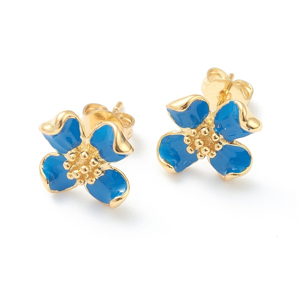 PandaHall Brass Enamel Stud Earrings, with Ear Nuts, Flower, Real 18K Gold Plated, Dodger Blue, 11x12mm, Pin: 0.8mm Brass Flower
PandaHall Brass Enamel Stud Earrings, with Ear Nuts, Flower, Real 18K Gold Plated, Dodger Blue, 11x12mm, Pin: 0.8mm Brass Flower