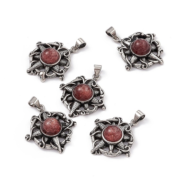 PandaHall Natural Strawberry Quartz Pendants, Flat Round Charms with Flower, with Antique Silver Color Brass Findings, 26x23.5x7.5mm, Hole...
PandaHall Natural Strawberry Quartz Pendants, Flat Round Charms with Flower, with Antique Silver Color Brass Findings, 26x23.5x7.5mm, Hole...