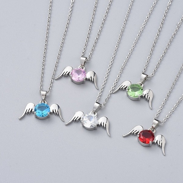 PandaHall Brass Cubic Zirconia Pendant Necklaces, with 304 Stainless Steel Cable Chains and Lobster Claw Clasps, Angel Wings, Stainless..., Multicolor
PandaHall Brass Cubic Zirconia Pendant Necklaces, with 304 Stainless Steel Cable Chains and Lobster Claw Clasps, Angel Wings, Stainless..., Multicolor