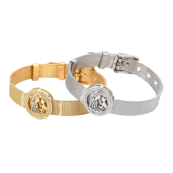 PandaHall Unisex 304 Stainless Steel Watch Band Wristband Bracelets, with Brass Micro Pave Cubic Zirconia Slider Charms, Flat Round with...
PandaHall Unisex 304 Stainless Steel Watch Band Wristband Bracelets, with Brass Micro Pave Cubic Zirconia Slider Charms, Flat Round with...