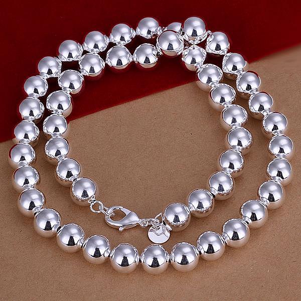 PandaHall Popular Silver Color Plated Brass Round Ball Beaded Necklaces, with Lobster Claw Clasps, 18 inch, 10mm Brass
PandaHall Popular Silver Color Plated Brass Round Ball Beaded Necklaces, with Lobster Claw Clasps, 18 inch, 10mm Brass