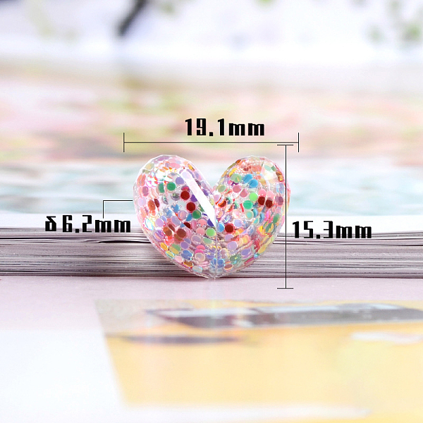PandaHall Transparent Resin Cabochons, Heart with Laser Sequins, Colorful, 15.3x19.1x6.2mm Resin Heart
PandaHall Transparent Resin Cabochons, Heart with Laser Sequins, Colorful, 15.3x19.1x6.2mm Resin Heart
