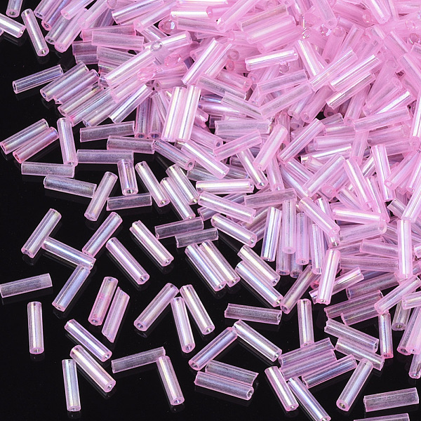 PandaHall Transparent Colours Rainbow Glass Bugle Beads, AB Color, Pink, 6x1.8mm, Hole: 0.6mm Glass Pink
PandaHall Transparent Colours Rainbow Glass Bugle Beads, AB Color, Pink, 6x1.8mm, Hole: 0.6mm Glass Pink