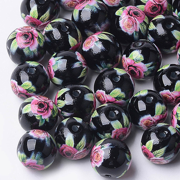 PandaHall Printed & Spray Painted Glass Beads, Round with Flower Pattern, Black, 8~8.5x7.5mm, Hole: 1.4mm Glass Flower Black
PandaHall Printed & Spray Painted Glass Beads, Round with Flower Pattern, Black, 8~8.5x7.5mm, Hole: 1.4mm Glass Flower Black