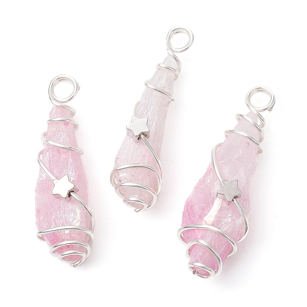 PandaHall Electroplated Natural Quartz Crystal Dyed Copper Wire Wrapped Pendants, Teardrop Charms with Brass Star, Silver Color Plated, Pink...
PandaHall Electroplated Natural Quartz Crystal Dyed Copper Wire Wrapped Pendants, Teardrop Charms with Brass Star, Silver Color Plated, Pink...