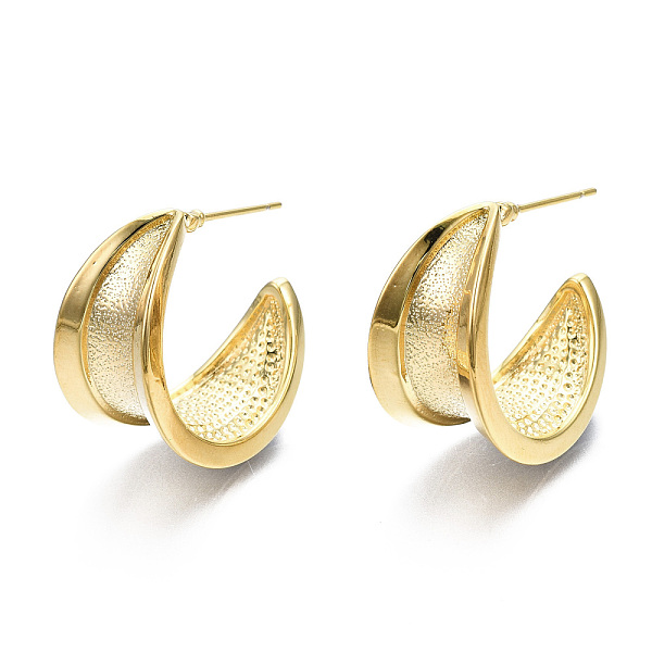 PandaHall Semicircular Brass Half Hoop Earrings, Nickel Free, Real 18K Gold Plated, 22x12mm, Pin: 0.7mm Brass Letter
PandaHall Semicircular Brass Half Hoop Earrings, Nickel Free, Real 18K Gold Plated, 22x12mm, Pin: 0.7mm Brass Letter