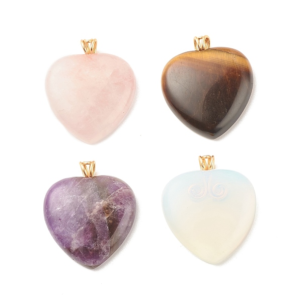 PandaHall Natural & Synthetic Gemstone Pendants, with Light Gold Tone Copper Wire, Heart, 35~35.5x30x7.5~8mm, Hole: 3.6mm Gemstone Heart
PandaHall Natural & Synthetic Gemstone Pendants, with Light Gold Tone Copper Wire, Heart, 35~35.5x30x7.5~8mm, Hole: 3.6mm Gemstone Heart