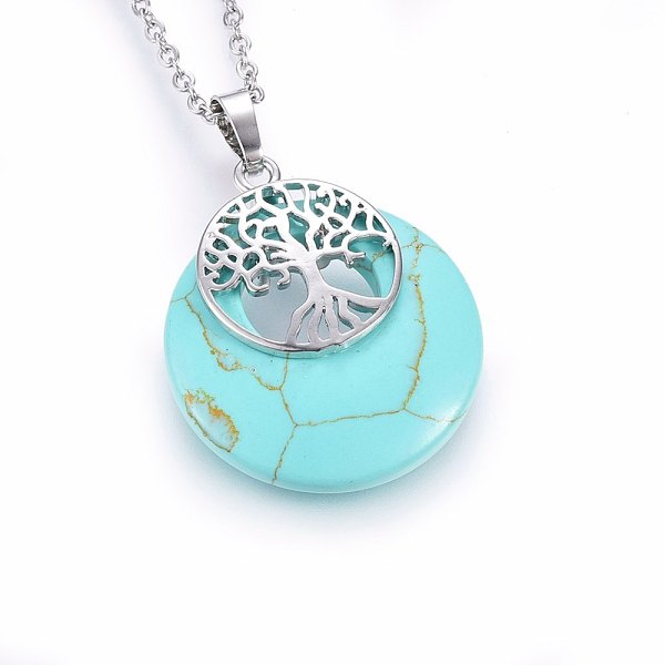 PandaHall Synthetic Turquoise Pendant Necklaces, with 304 Stainless Steel Findings, Flat Round with Tree, Dyed, 19.68 inch(50cm), Pendant...
PandaHall Synthetic Turquoise Pendant Necklaces, with 304 Stainless Steel Findings, Flat Round with Tree, Dyed, 19.68 inch(50cm), Pendant...