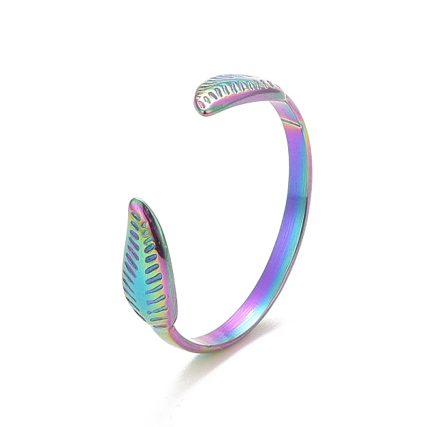 PandaHall Ion Plating(IP) Rainbow Color 304 Stainless Steel Leaf Open Cuff Ring for Women, US Size 9(18.9mm) 304 Stainless Steel
PandaHall Ion Plating(IP) Rainbow Color 304 Stainless Steel Leaf Open Cuff Ring for Women, US Size 9(18.9mm) 304 Stainless Steel