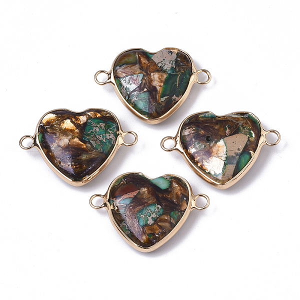 PandaHall Assembled Bronzite & Imperial Jasper Links connectors, with Golden Plated Brass Loops, Heart, Golden, Teal, 21x29x7~8mm, Hole..., Cyan
PandaHall Assembled Bronzite & Imperial Jasper Links connectors, with Golden Plated Brass Loops, Heart, Golden, Teal, 21x29x7~8mm, Hole..., Cyan