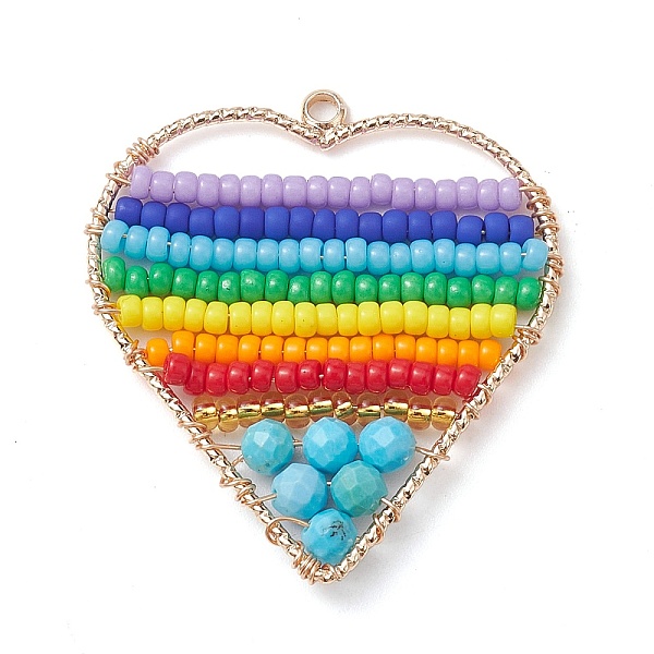 PandaHall Dyed Natural Magnesite & Glass Seed Beaded Pendants, Heart Charm, Colorful, 33x30.5x3.5mm, Hole: 1.8mm Magnesite Heart
PandaHall Dyed Natural Magnesite & Glass Seed Beaded Pendants, Heart Charm, Colorful, 33x30.5x3.5mm, Hole: 1.8mm Magnesite Heart