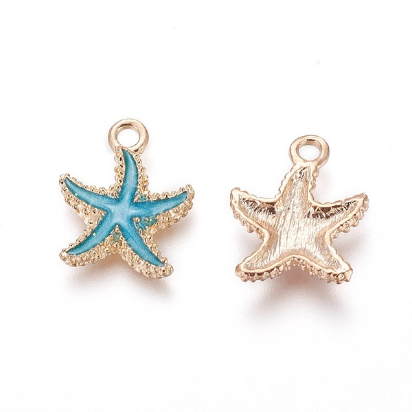 PandaHall Alloy Enamel Pendants, Starfish/Sea Stars, Light Gold, Deep Sky Blue, 18x14.5x3mm, Hole: 1.4mm Alloy+Enamel Starfish
PandaHall Alloy Enamel Pendants, Starfish/Sea Stars, Light Gold, Deep Sky Blue, 18x14.5x3mm, Hole: 1.4mm Alloy+Enamel Starfish