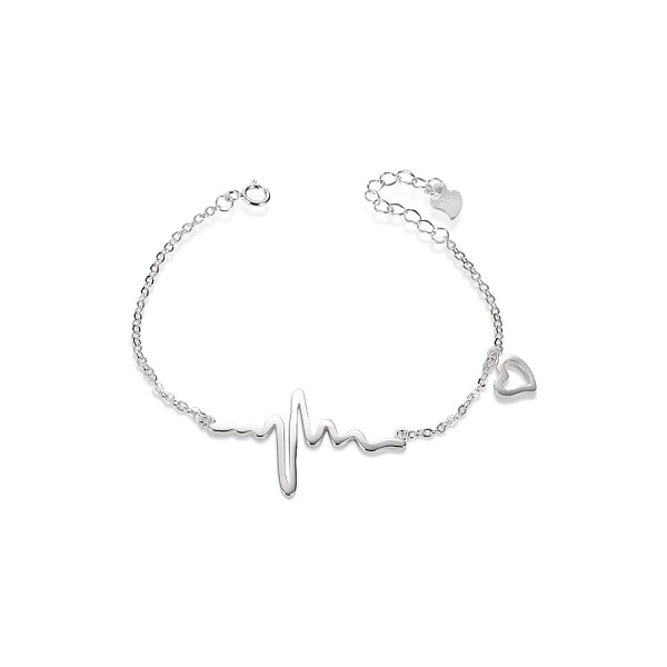 PandaHall SHEGRACE 925 Sterling Silver Heartbeat Charm Bracelet(Chain Extenders Random Style), Silver, 7-1/8 inch(18cm) Sterling Silver
PandaHall SHEGRACE 925 Sterling Silver Heartbeat Charm Bracelet(Chain Extenders Random Style), Silver, 7-1/8 inch(18cm) Sterling Silver