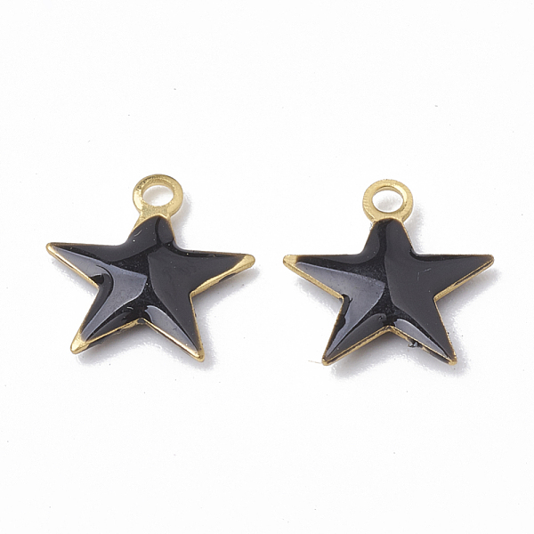 PandaHall Brass Charms, Enamelled Sequins, Raw(Unplated), Star, Black, 18.5x17x2.5mm, Hole: 1mm Brass+Enamel Star Black
PandaHall Brass Charms, Enamelled Sequins, Raw(Unplated), Star, Black, 18.5x17x2.5mm, Hole: 1mm Brass+Enamel Star Black
