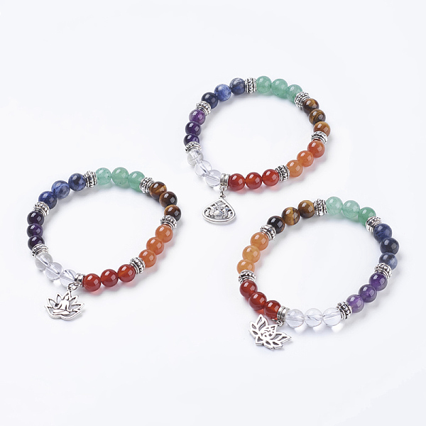 PandaHall Chakra Jewelry, Natural Mixed Stone Beads Stretch Bracelets, with Alloy Findings, Mixed Shapes, Antique Silver, 2-1/4 inch(5.7cm)...
PandaHall Chakra Jewelry, Natural Mixed Stone Beads Stretch Bracelets, with Alloy Findings, Mixed Shapes, Antique Silver, 2-1/4 inch(5.7cm)...