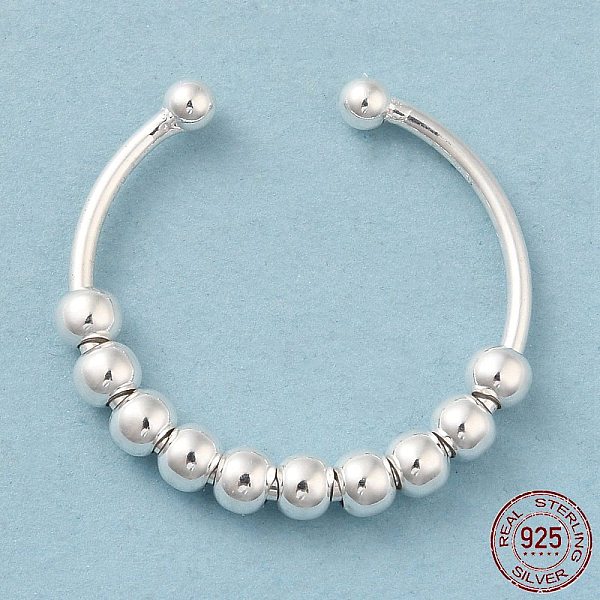 PandaHall 925 Sterling Silver Open Cuff Rings, Rotating Beaded Ring for Calming Worry, Silver, US Size 9 1/2(19.3mm) Sterling Silver
PandaHall 925 Sterling Silver Open Cuff Rings, Rotating Beaded Ring for Calming Worry, Silver, US Size 9 1/2(19.3mm) Sterling Silver