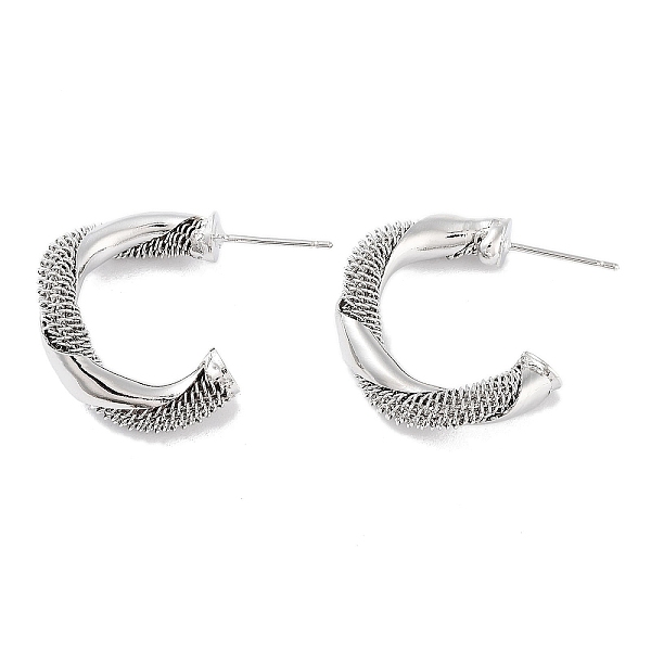 PandaHall Twist Ring Brass Stud Earrings, Half Hoop Earrings, Real Platinum Plated, 23x5mm Brass Ring
PandaHall Twist Ring Brass Stud Earrings, Half Hoop Earrings, Real Platinum Plated, 23x5mm Brass Ring