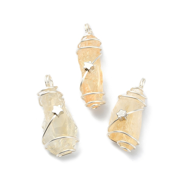 PandaHall Natural Citrine Pendants, Silver Color Plated Copper Wire Wrapped Nuggets Charms with Star, Silver Color Plated...
PandaHall Natural Citrine Pendants, Silver Color Plated Copper Wire Wrapped Nuggets Charms with Star, Silver Color Plated...