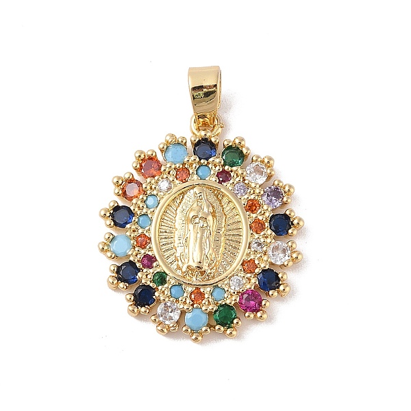 PandaHall Brass Cubic Zirconia Pendants, Long-Lasting Plated, Flat Round with Holy Virgin Charms, Golden, Colorful, 26x22.5x3mm, Hole: 6x5mm...
PandaHall Brass Cubic Zirconia Pendants, Long-Lasting Plated, Flat Round with Holy Virgin Charms, Golden, Colorful, 26x22.5x3mm, Hole: 6x5mm...