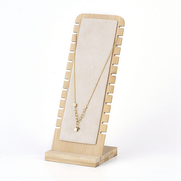 PandaHall Bamboo Necklace Display Stand, L-Shaped Long Chain Display Stand, Rectangle, Microfibre, 10x25.8cm Bamboo Brown
PandaHall Bamboo Necklace Display Stand, L-Shaped Long Chain Display Stand, Rectangle, Microfibre, 10x25.8cm Bamboo Brown