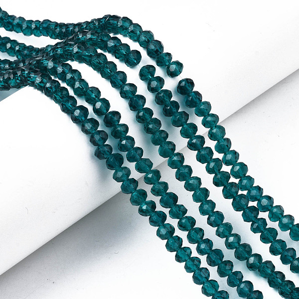 PandaHall Glass Beads Strands, Faceted, Rondelle, Dark Cyan, 6x5mm, Hole: 1mm, about 83~85pcs/strand, 38~39cm Glass Rondelle
PandaHall Glass Beads Strands, Faceted, Rondelle, Dark Cyan, 6x5mm, Hole: 1mm, about 83~85pcs/strand, 38~39cm Glass Rondelle