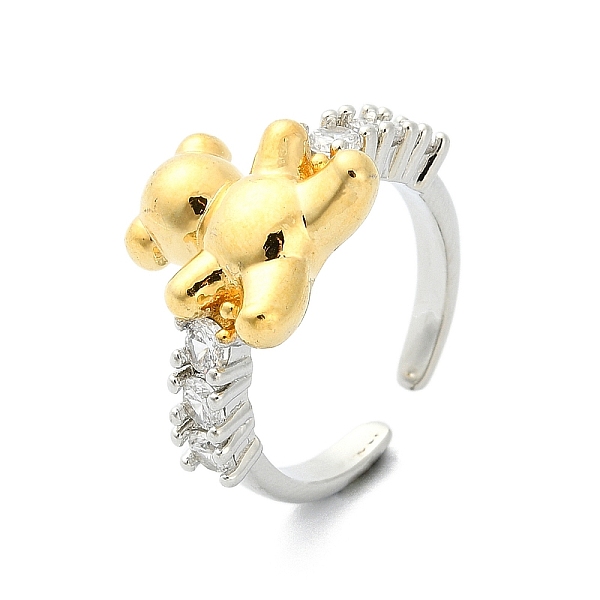 PandaHall Rack Plating Brass Micro Pave Cubic Zirconia Open Cuff Rings, Cadmium Free & Lead Free, Long-Lasting Plated, Bear, US Size 5 1/2...
PandaHall Rack Plating Brass Micro Pave Cubic Zirconia Open Cuff Rings, Cadmium Free & Lead Free, Long-Lasting Plated, Bear, US Size 5 1/2...