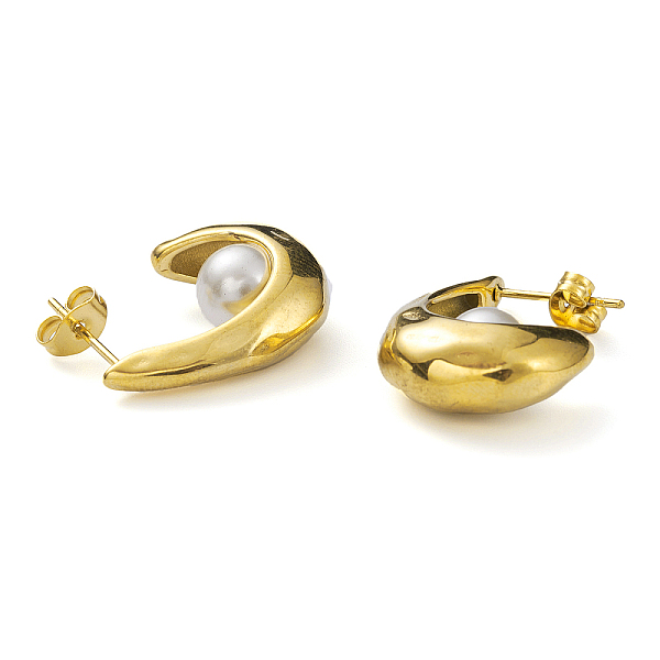 PandaHall Plastic Pearl Beaded Ingot Stud Earrings, 304 Stainless Steel Jewelry for Women, Real 18K Gold Plated, 23x18.5x7.5mm, Pin: 0.7mm...
PandaHall Plastic Pearl Beaded Ingot Stud Earrings, 304 Stainless Steel Jewelry for Women, Real 18K Gold Plated, 23x18.5x7.5mm, Pin: 0.7mm...