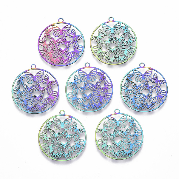 PandaHall Ion Plating(IP) 201 Stainless Steel Filigree Pendants, Etched Metal Embellishments, Ring with Butterfly, Rainbow Color...
PandaHall Ion Plating(IP) 201 Stainless Steel Filigree Pendants, Etched Metal Embellishments, Ring with Butterfly, Rainbow Color...