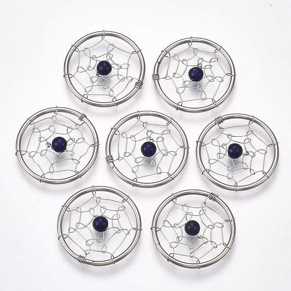 PandaHall 304 Stainless Steel Pendants, with Natural White Stone Beads, Dyed, Flat Round with Spider Web, Stainless Steel Color, 25x4~4.5mm..., Blue
PandaHall 304 Stainless Steel Pendants, with Natural White Stone Beads, Dyed, Flat Round with Spider Web, Stainless Steel Color, 25x4~4.5mm..., Blue