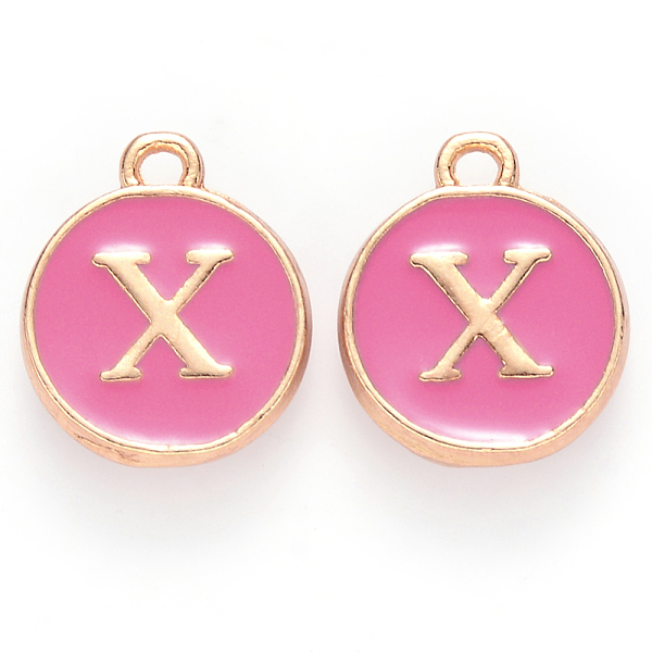 PandaHall Golden Plated Alloy Enamel Charms, Cadmium Free & Lead Free, Enamelled Sequins, Flat Round with Letter, Camellia, Letter.X..., Pink
PandaHall Golden Plated Alloy Enamel Charms, Cadmium Free & Lead Free, Enamelled Sequins, Flat Round with Letter, Camellia, Letter.X..., Pink