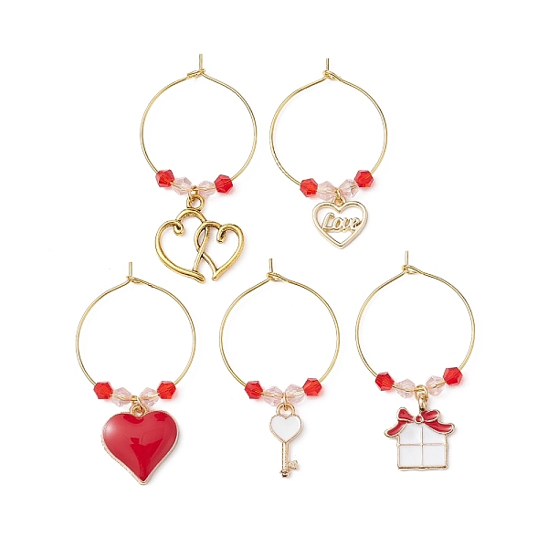 PandaHall Valentine's Day Alloy Enamel Wine Glass Charms, with Stainless Steel Hoop Earring Findings and Glass Seed Bead, Heart/Key/Gift Box..., Red
PandaHall Valentine's Day Alloy Enamel Wine Glass Charms, with Stainless Steel Hoop Earring Findings and Glass Seed Bead, Heart/Key/Gift Box..., Red