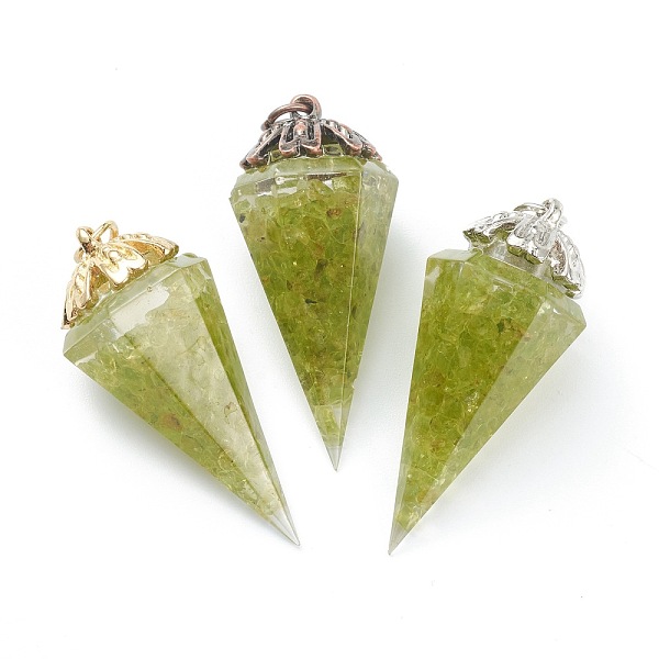 PandaHall Resin Pointed Pendants, with Natural Olive Quartz Inside and Brass Findings, Faceted, Cone/Spike/Pendulum, 43.5x17x19.5mm, Jump...
PandaHall Resin Pointed Pendants, with Natural Olive Quartz Inside and Brass Findings, Faceted, Cone/Spike/Pendulum, 43.5x17x19.5mm, Jump...