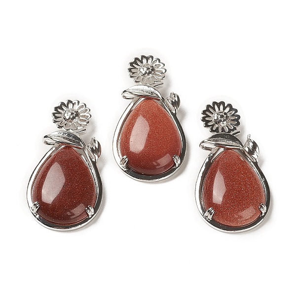 PandaHall Synthetic Goldstone Pendants, with Brass Findings, Flower with Teardrop, 56x28x8mm, Hole: 5x2.5mm Goldstone Teardrop
PandaHall Synthetic Goldstone Pendants, with Brass Findings, Flower with Teardrop, 56x28x8mm, Hole: 5x2.5mm Goldstone Teardrop