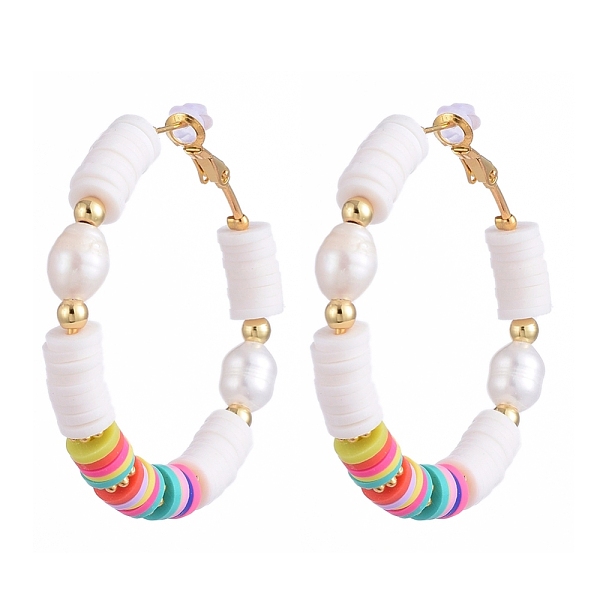 PandaHall Basketball Wives Style Brass Heishi Beaded Hoop Earrings, with Natural Cultured Freshwater Pearl Beads and Plastic Earring Backs..., Orange
PandaHall Basketball Wives Style Brass Heishi Beaded Hoop Earrings, with Natural Cultured Freshwater Pearl Beads and Plastic Earring Backs..., Orange