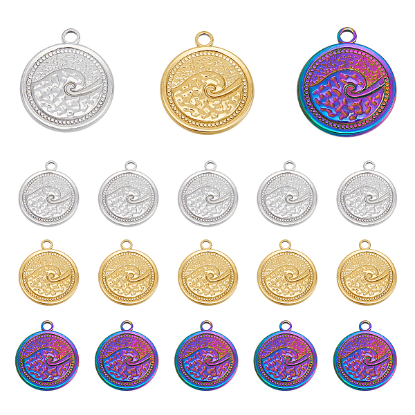 PandaHall DICOSMETIC 18Pcs 3 Colors 201 Stainless Steel Pendants, Flat Round with Spindrift, Mixed Color, 24x20.5x2mm, Hole: 2.5mm...
PandaHall DICOSMETIC 18Pcs 3 Colors 201 Stainless Steel Pendants, Flat Round with Spindrift, Mixed Color, 24x20.5x2mm, Hole: 2.5mm...