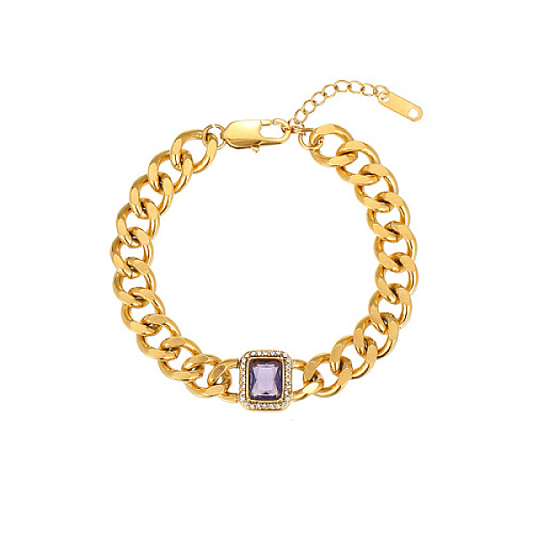PandaHall Rectangle Cubic Zirconia Link Bracelets, with Golden Stainless Steel Cuban Link Chains, Dark Violet, 7-1/8 inch(18cm) Cubic...
PandaHall Rectangle Cubic Zirconia Link Bracelets, with Golden Stainless Steel Cuban Link Chains, Dark Violet, 7-1/8 inch(18cm) Cubic...