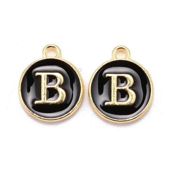 PandaHall Golden Plated Alloy Charms, Cadmium Free & Lead Free, with Enamel, Enamelled Sequins, Flat Round with Letter, Black, Letter.B...
PandaHall Golden Plated Alloy Charms, Cadmium Free & Lead Free, with Enamel, Enamelled Sequins, Flat Round with Letter, Black, Letter.B...