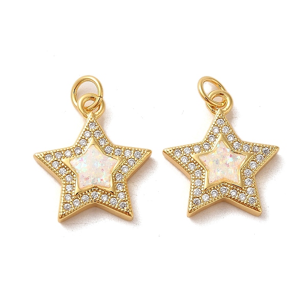 PandaHall Brass Micro Pave Cubic Zirconia with Synthetic Opal Pendants, with Jump Ring, Star, Real 18K Gold Plated, 17.5x15.5x3mm...
PandaHall Brass Micro Pave Cubic Zirconia with Synthetic Opal Pendants, with Jump Ring, Star, Real 18K Gold Plated, 17.5x15.5x3mm...