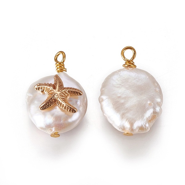 PandaHall Natural Cultured Freshwater Pearl Pendants, with Brass Findings, Flat Round with Starfish/Sea Stars, Golden, 17~18x12~14mm, Hole..., Multicolor
PandaHall Natural Cultured Freshwater Pearl Pendants, with Brass Findings, Flat Round with Starfish/Sea Stars, Golden, 17~18x12~14mm, Hole..., Multicolor