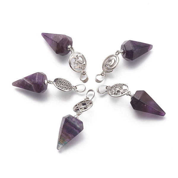 PandaHall Natural Amethyst Pendants, with Platinum Brass Snap on Bails, Votex/Om Symbol/Tree of Life/Flower of Life/Star of David, Cone...
PandaHall Natural Amethyst Pendants, with Platinum Brass Snap on Bails, Votex/Om Symbol/Tree of Life/Flower of Life/Star of David, Cone...