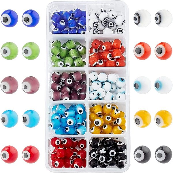 PandaHall Handmade Lampwork Beads, Round with Evil Eye, Mixed Color, 8mm, Hole: 1mm, about 20pcs/color, 200pcs/box Lampwork Evil Eye..., Multicolor
PandaHall Handmade Lampwork Beads, Round with Evil Eye, Mixed Color, 8mm, Hole: 1mm, about 20pcs/color, 200pcs/box Lampwork Evil Eye..., Multicolor