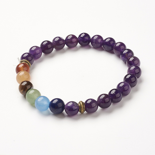 PandaHall Yoga Chakra Jewelry, Natural Amethyst Beads Stretch Bracelets, 2-1/8~2-3/8 inch(55~60mm) Amethyst
PandaHall Yoga Chakra Jewelry, Natural Amethyst Beads Stretch Bracelets, 2-1/8~2-3/8 inch(55~60mm) Amethyst