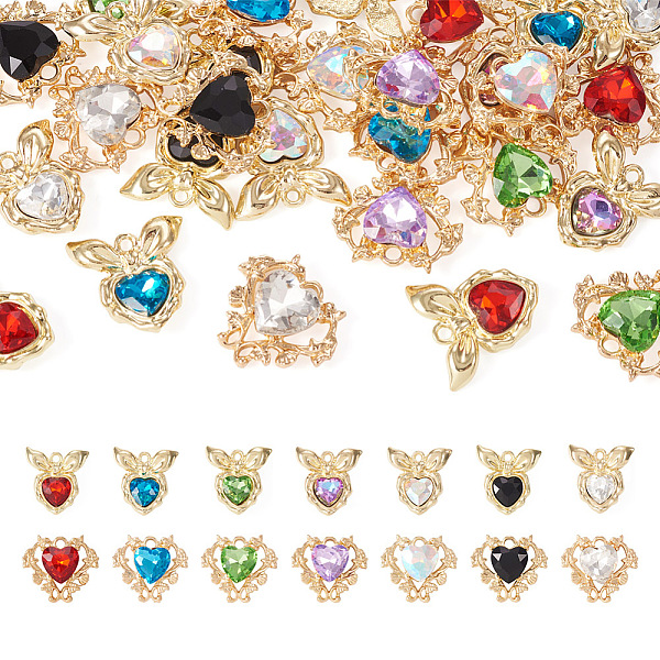 PandaHall 28Pcs 14 Styles Glass Rhinestone Pendants, with Golden Alloy Finding, Heart & Heart Bowknot Charms, Mixed Color..., Multicolor
PandaHall 28Pcs 14 Styles Glass Rhinestone Pendants, with Golden Alloy Finding, Heart & Heart Bowknot Charms, Mixed Color..., Multicolor
