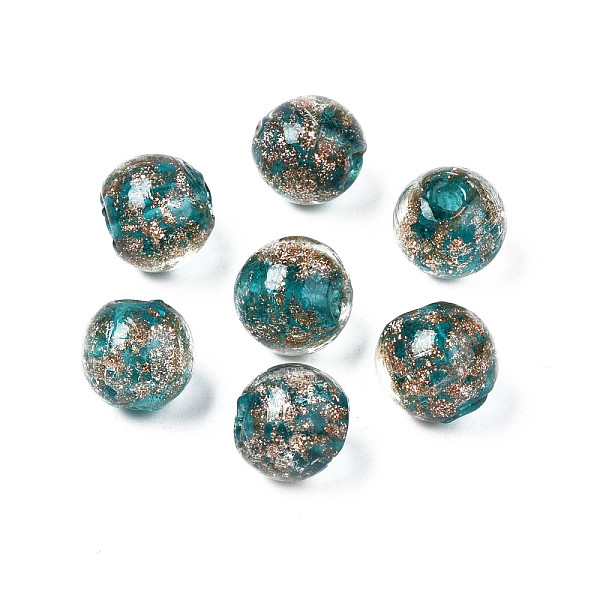 PandaHall Handmade Gold Sand Lampwork Beads, Round, Medium Turquoise, 9~10x9~10mm, Hole: 1.5mm Lampwork Round
PandaHall Handmade Gold Sand Lampwork Beads, Round, Medium Turquoise, 9~10x9~10mm, Hole: 1.5mm Lampwork Round