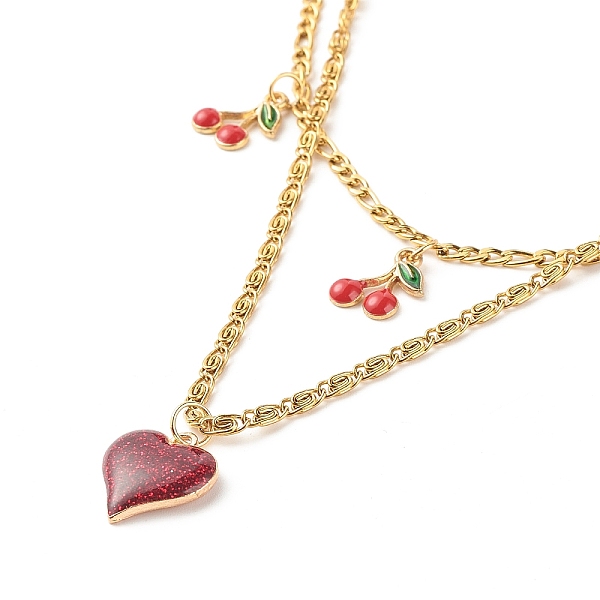 PandaHall Dainty Heart & Cherry Alloy Enamel Pendant Necklaces Set for Teen Girl Women, Golden, Red, 17.91~19.69 inch(45.5~50cm), 2pcs/set...
PandaHall Dainty Heart & Cherry Alloy Enamel Pendant Necklaces Set for Teen Girl Women, Golden, Red, 17.91~19.69 inch(45.5~50cm), 2pcs/set...
